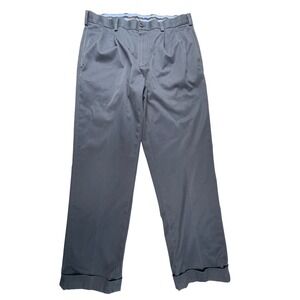 Brooks Brothers Elliot Advantage Chino Pants Mens 35x28 Navy Blue Pleated Cuffed
